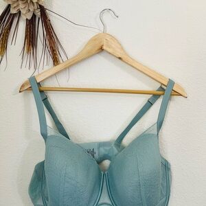 Third Love Luxe Demi Bra 42D Women’s Blue Eyelet Layered
